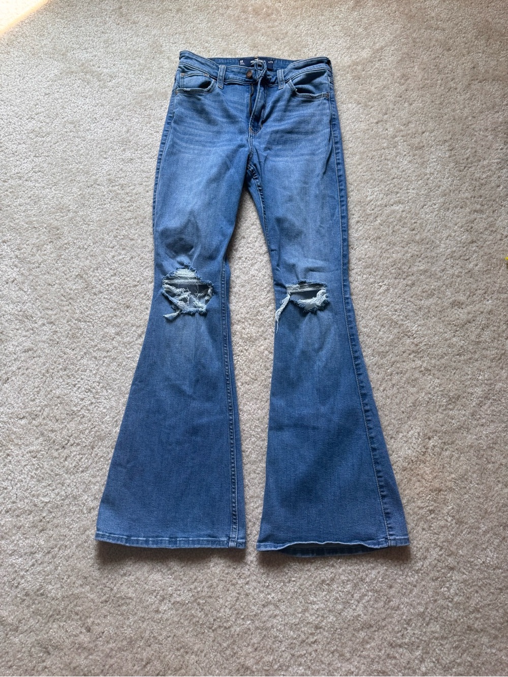 Hollister Women's Blue Distressed Flare Jeans